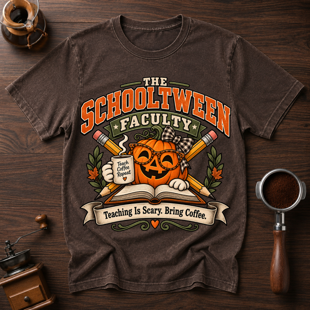Teaching Is Scary Bring Coffee Dyed T-shirt
