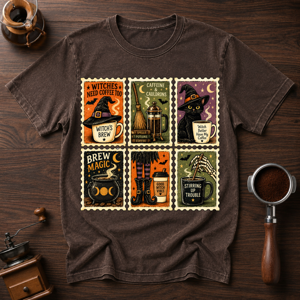 Witch's Need Coffee Too Dyed T-shirt