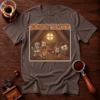 Mugs in the Attic Shirt, Funny Retro Coffee Tee, Bookish Coffee Lover Gift, Vintage Cartoon Mug Shirt, 80s Book Parody, Garment Dyed Tee