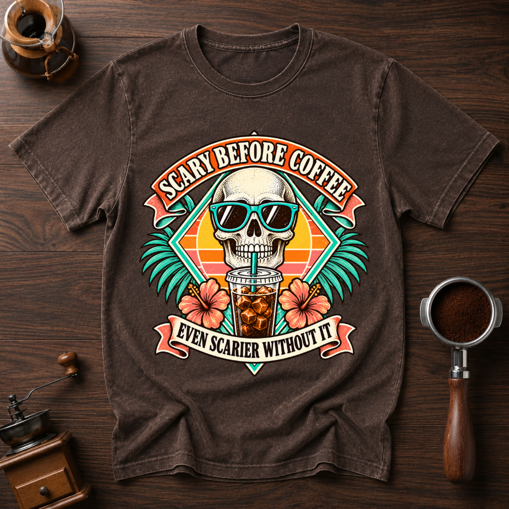 Scary Before Coffee Scarier Without It Dyed T-shirt