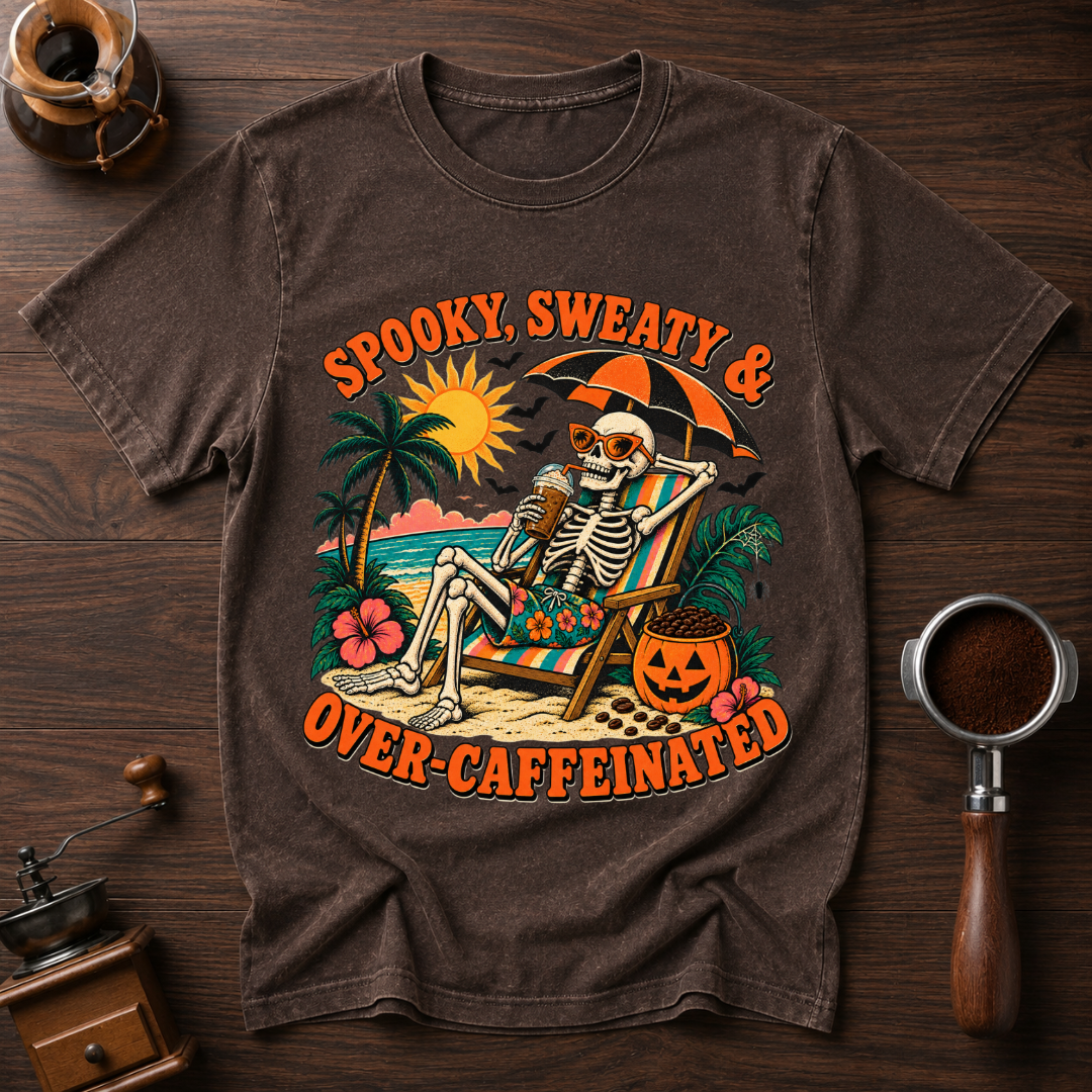 Spooky Sweaty & Over Caffeinated Dyed T-shirt