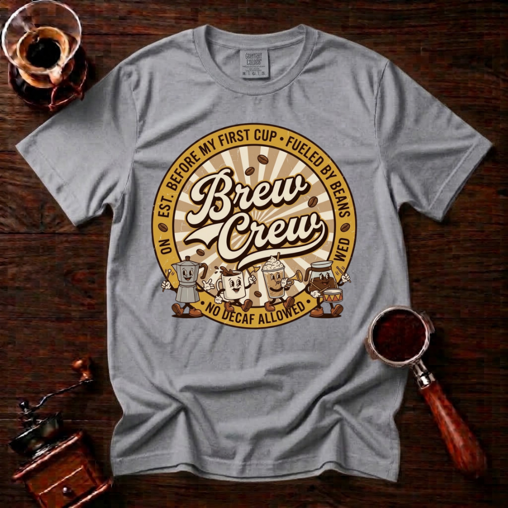 No Decaf Allowed Shirt, Funny Coffee Badge Tee, Vintage Coffee Emblem Shirt, Coffee Lover Gift, Barista Crew Shirt, Garment Dyed T-Shirt