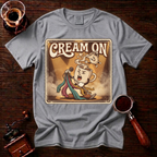Cream On Shirt, Funny 70s Rock Coffee Tee, Retro Rock Star Coffee Mug Shirt, Classic Rock Coffee Lover Gift, Garment Dyed T-Shirt