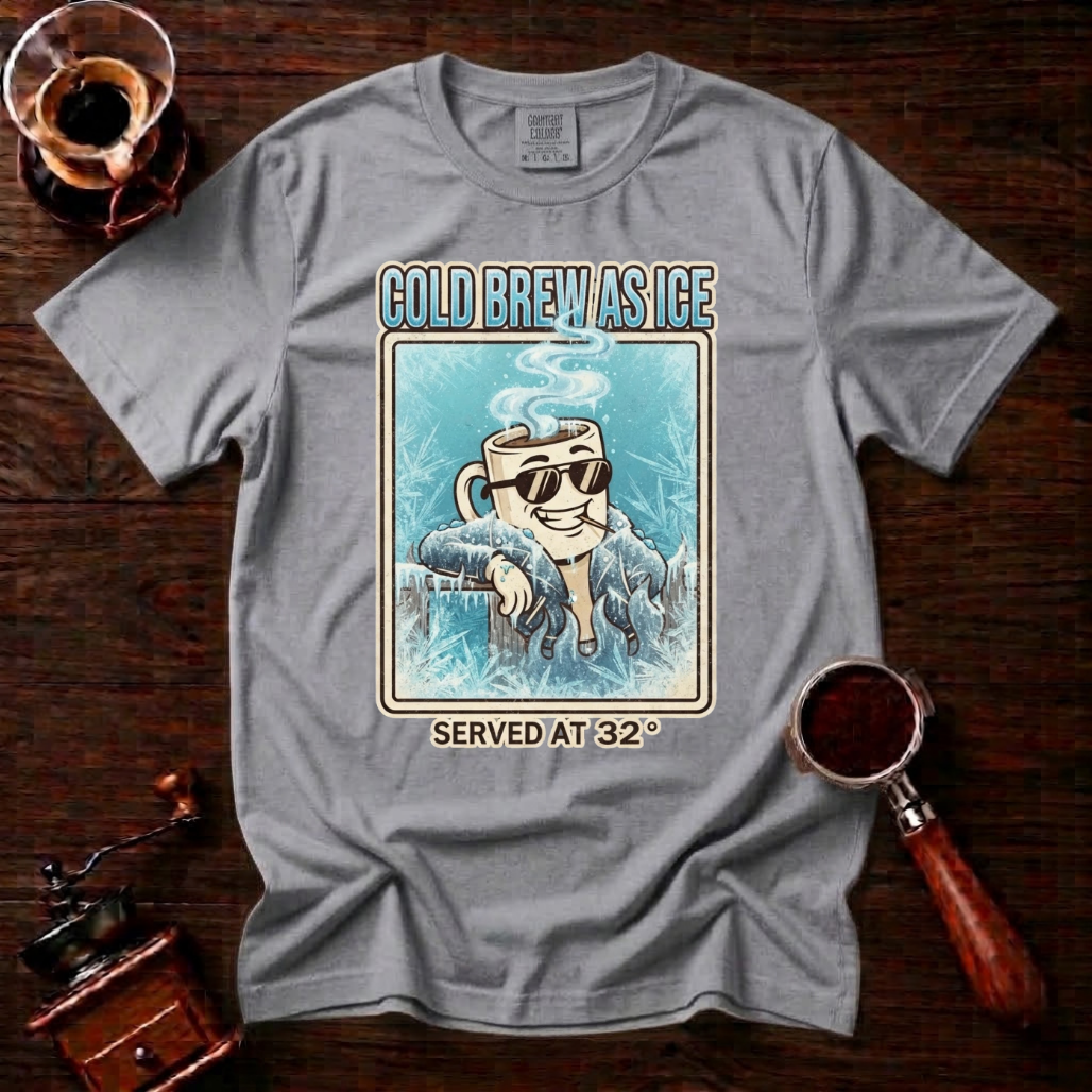 Cold Brew As Ice Shirt, Retro 70s Iced Coffee Tee, Funny Cold Brew Shirt, Cool Coffee Mug Lover Gift, Vintage Garment Dyed T-Shirt