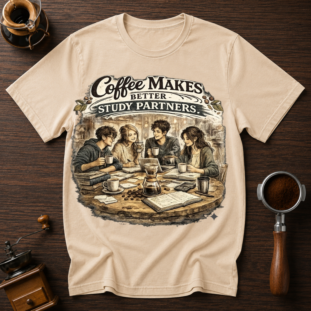 Coffee Makes Better Study Partners Dyed T-shirt