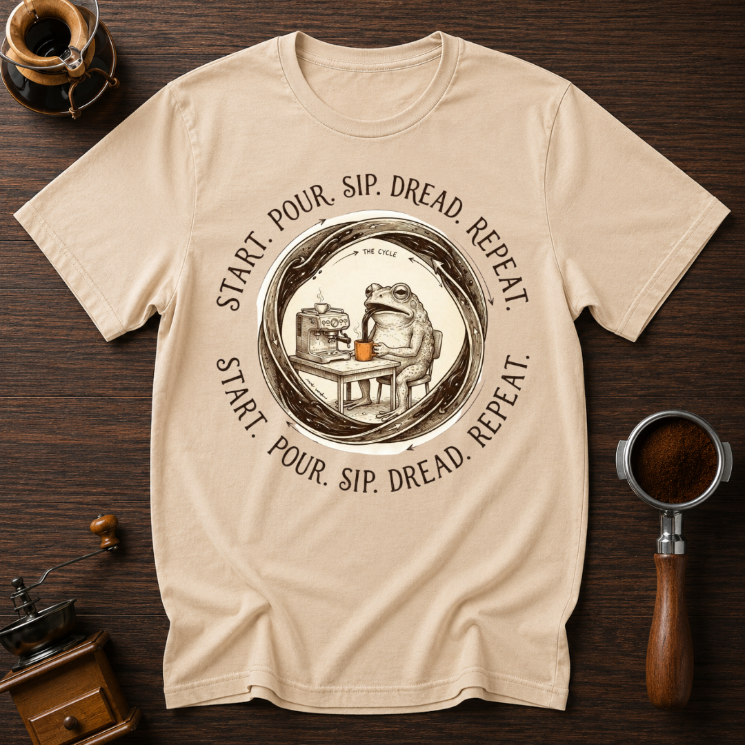 Start. Pour. Sip. Dread. Dyed T-shirt