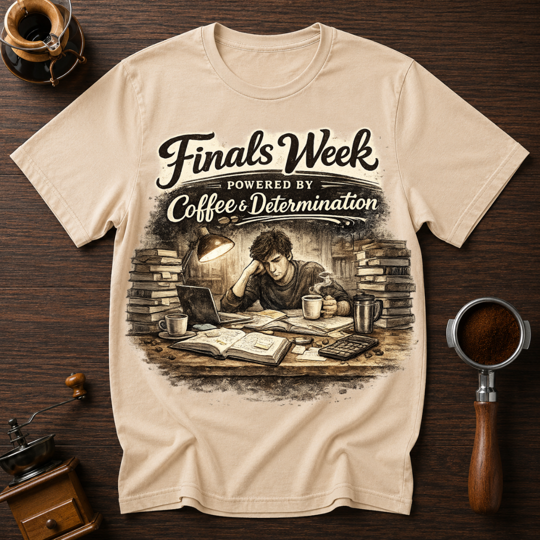 Finals Week Powered by Coffee and Determination Dyed T-shirt