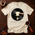 Dark Roast of the Moon Shirt, Pour Over Coffee Tee, 70s Classic Rock Coffee Shirt, Vinyl Record Coffee Lover Gift, Garment Dyed T-Shirt