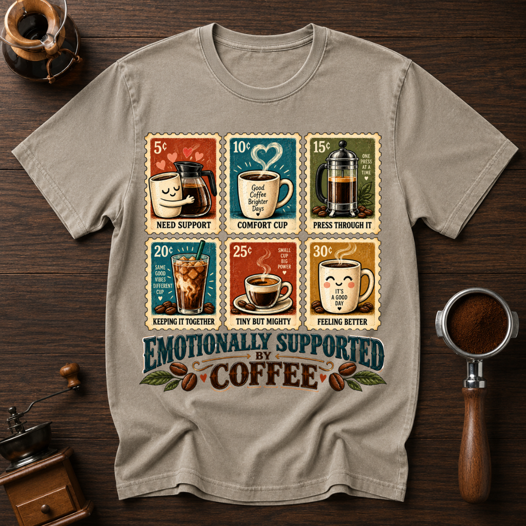 Emotionally Supported By Coffee Dyed T-shirt