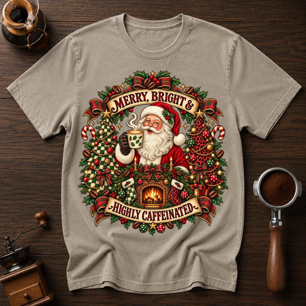 Merry Bright & Highly Caffeinated Dyed T-shirt