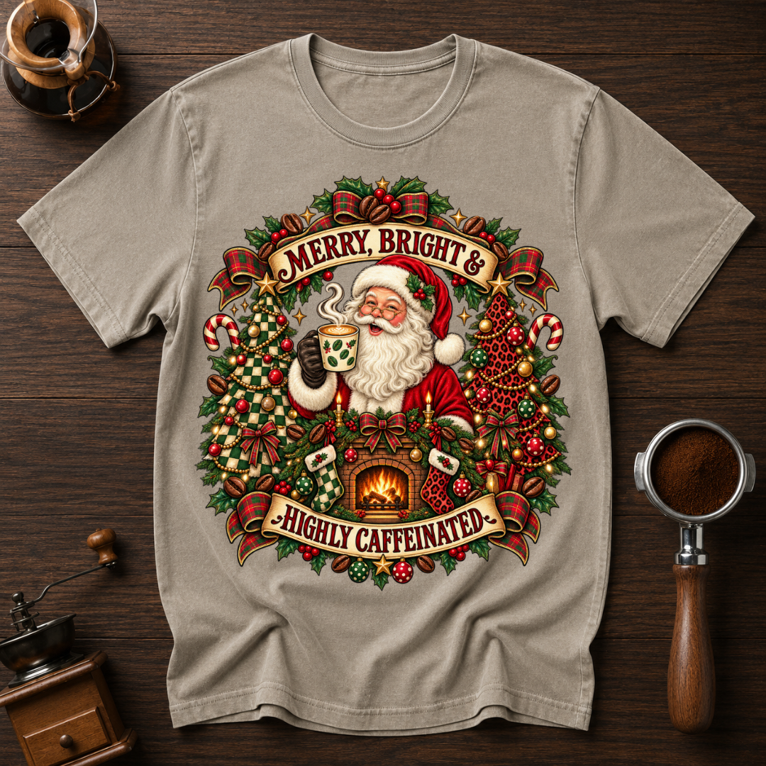 Merry Bright & Highly Caffeinated Dyed T-shirt