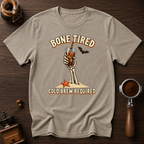 Bone Tired Cold Brew Required Shirt, Skeleton Hand Iced Coffee Tee, Funny Halloween Coffee Shirt, Tired Mom Gift, Garment Dyed T-Shirt