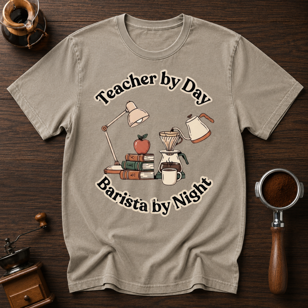 Teacher by Day Barista by Night Dyed T-shirt