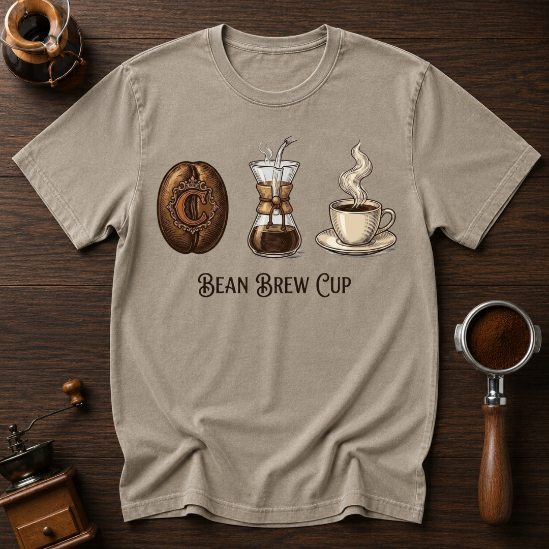 Bean. Brew. Cup. Dyed T-shirt