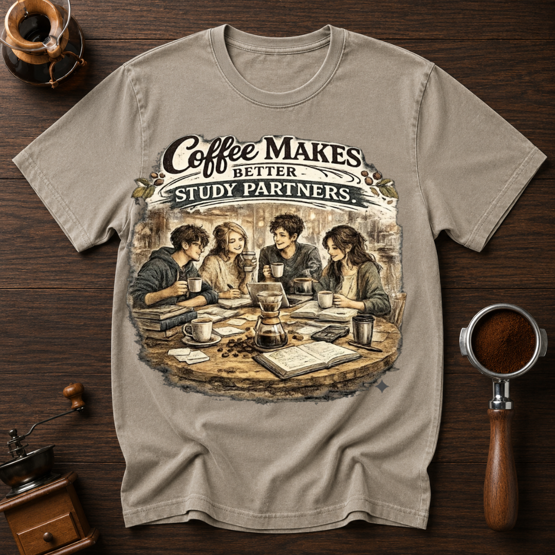 Coffee Makes Better Study Partners Dyed T-shirt