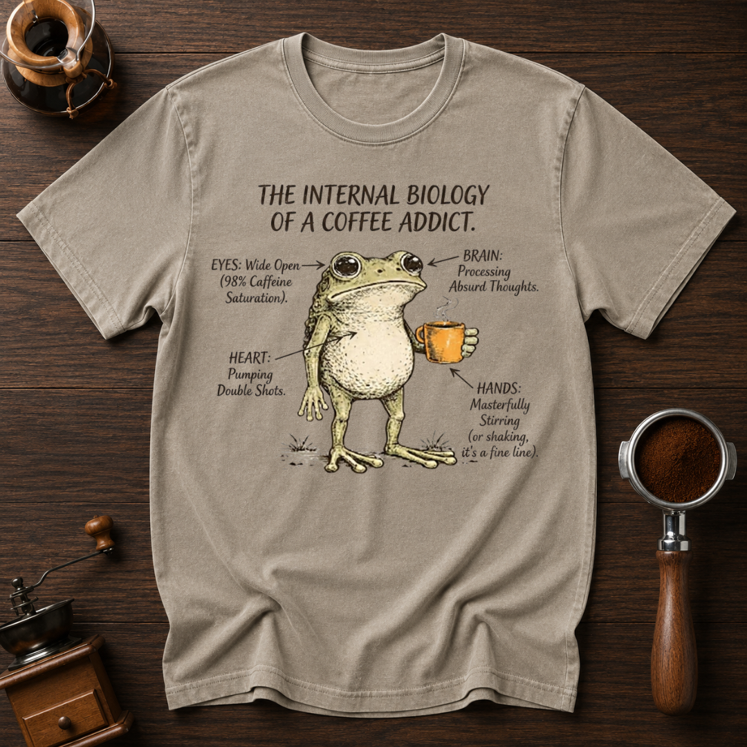 Biology of a Coffee Addict Dyed T-shirt