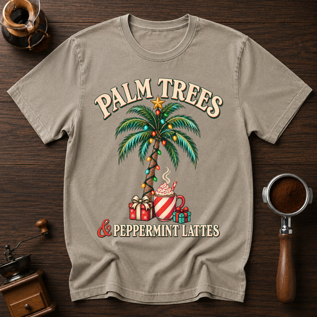 Palm Trees & Peppermint Lattes Dyed T-shirt