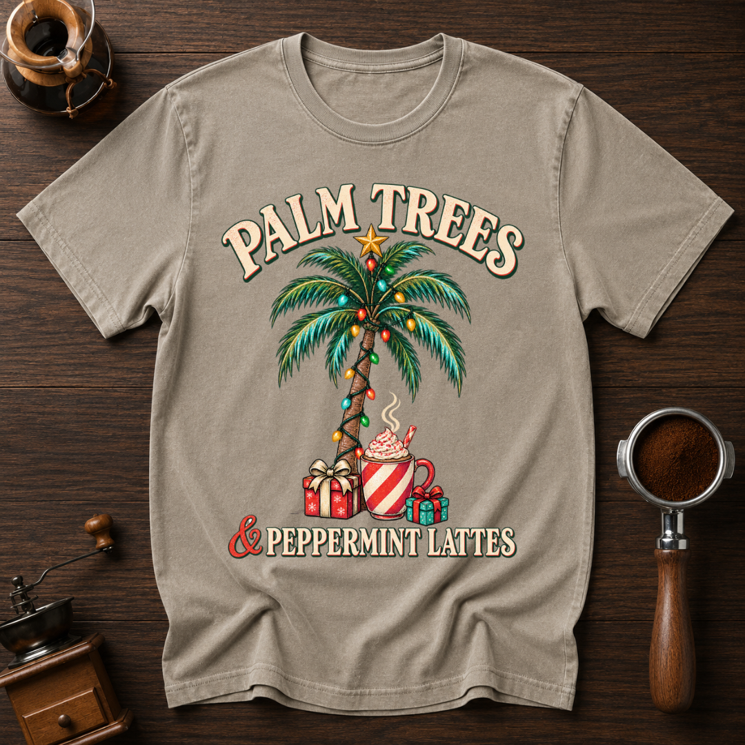 Palm Trees & Peppermint Lattes Dyed T-shirt