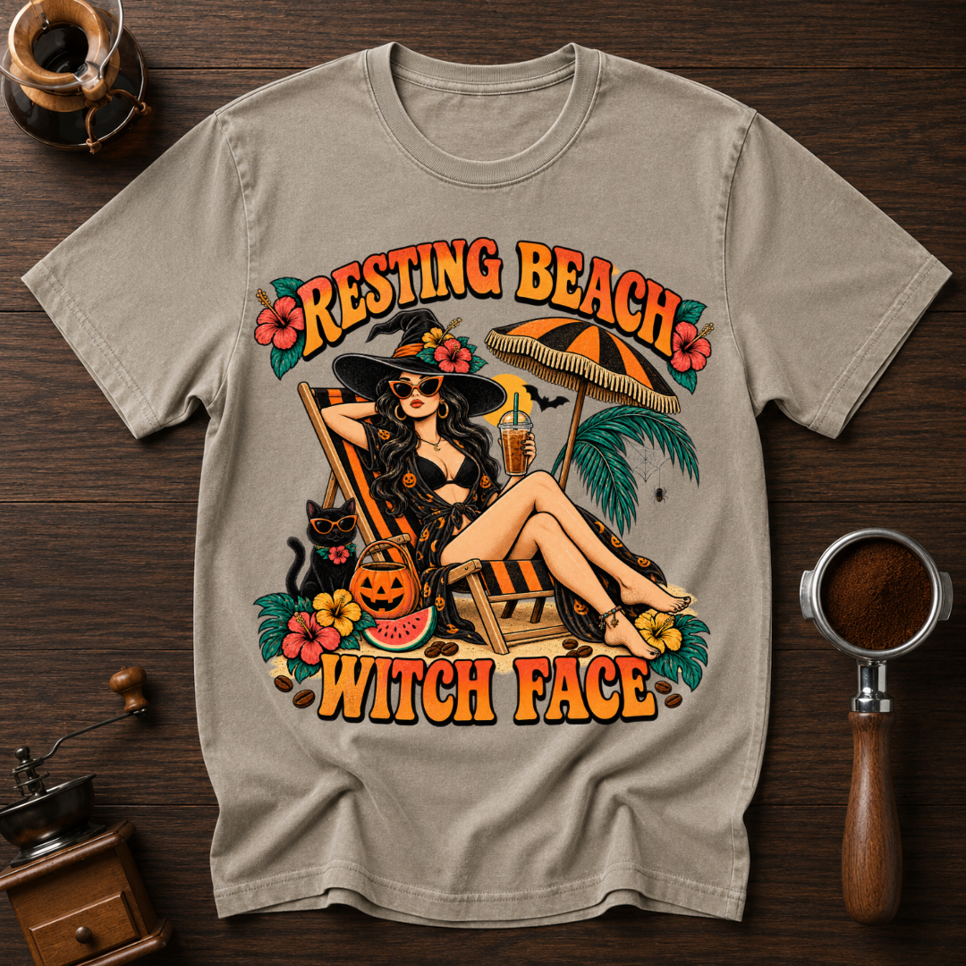 Resting Beach Witch Face Dyed T-shirt