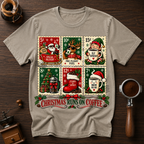 Christmas Runs On Coffee stamp Dyed T-shirt