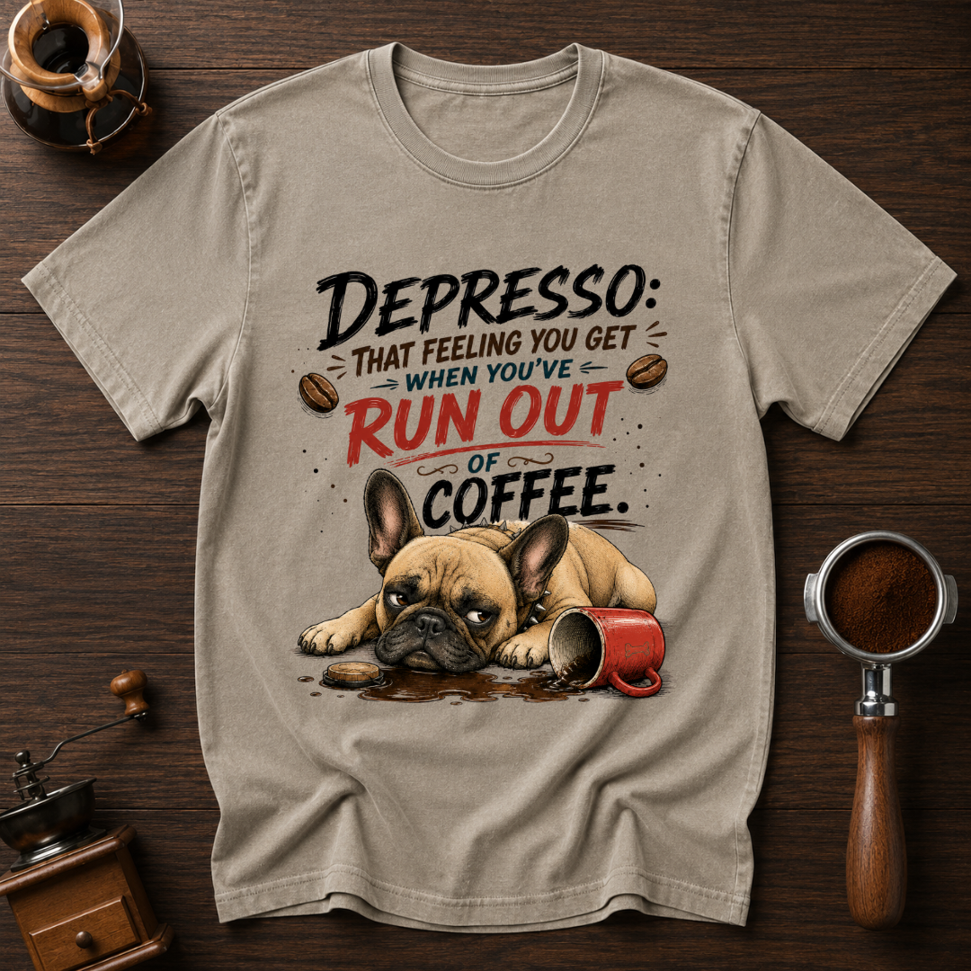 Depressed Frenchie Out of Coffee Dyed T-shirt