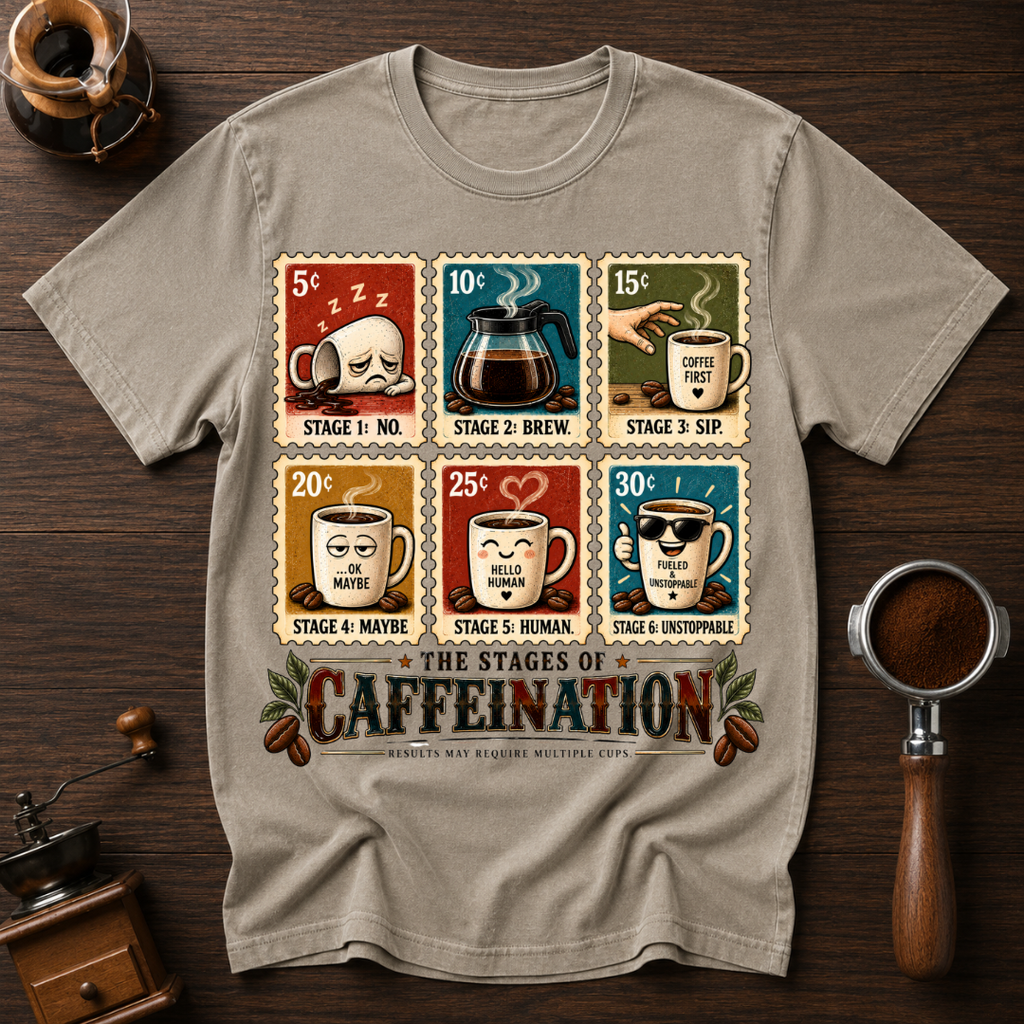 The Stages Of Caffeination Dyed T-shirt