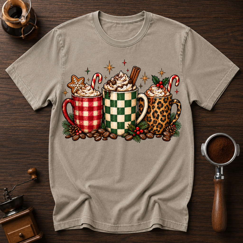 Christmas Mugs Delight Dyed T-shirt