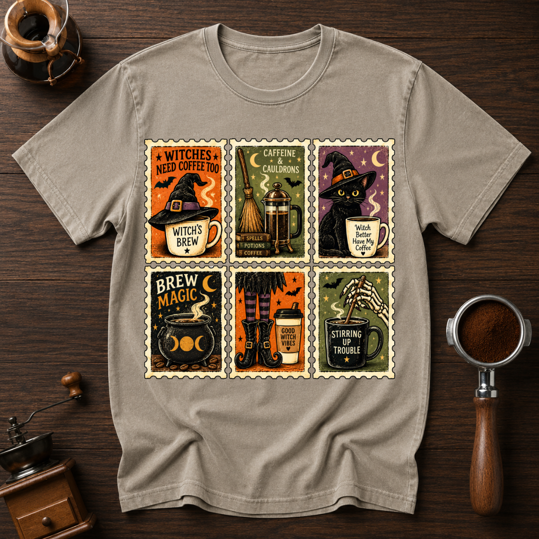 Witch's Need Coffee Too Dyed T-shirt