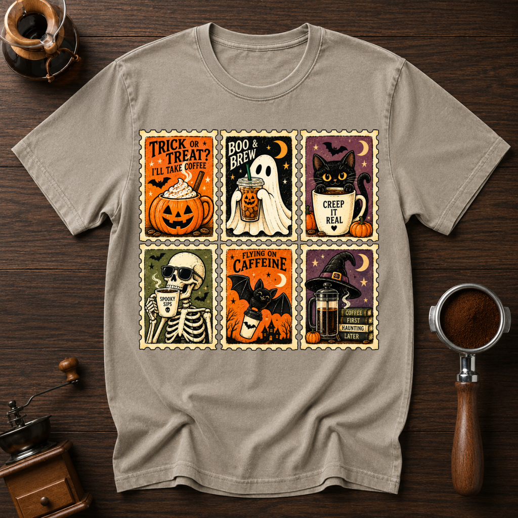 Trick Or Treat I'll Take Coffee Dyed T-shirt