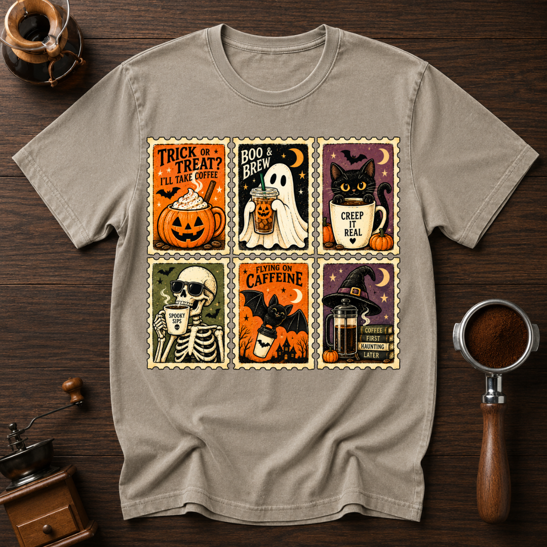 Trick Or Treat I'll Take Coffee Dyed T-shirt