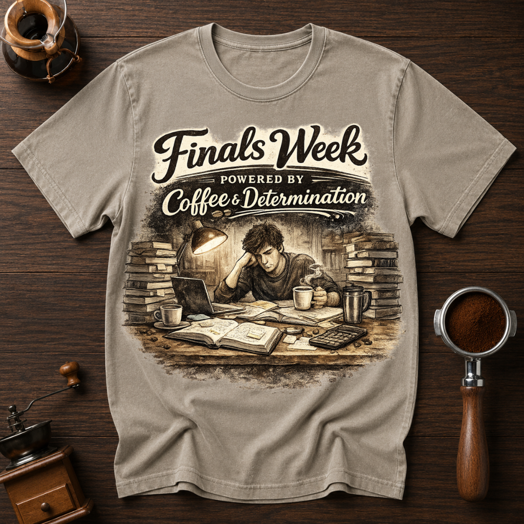 Finals Week Powered by Coffee and Determination Dyed T-shirt
