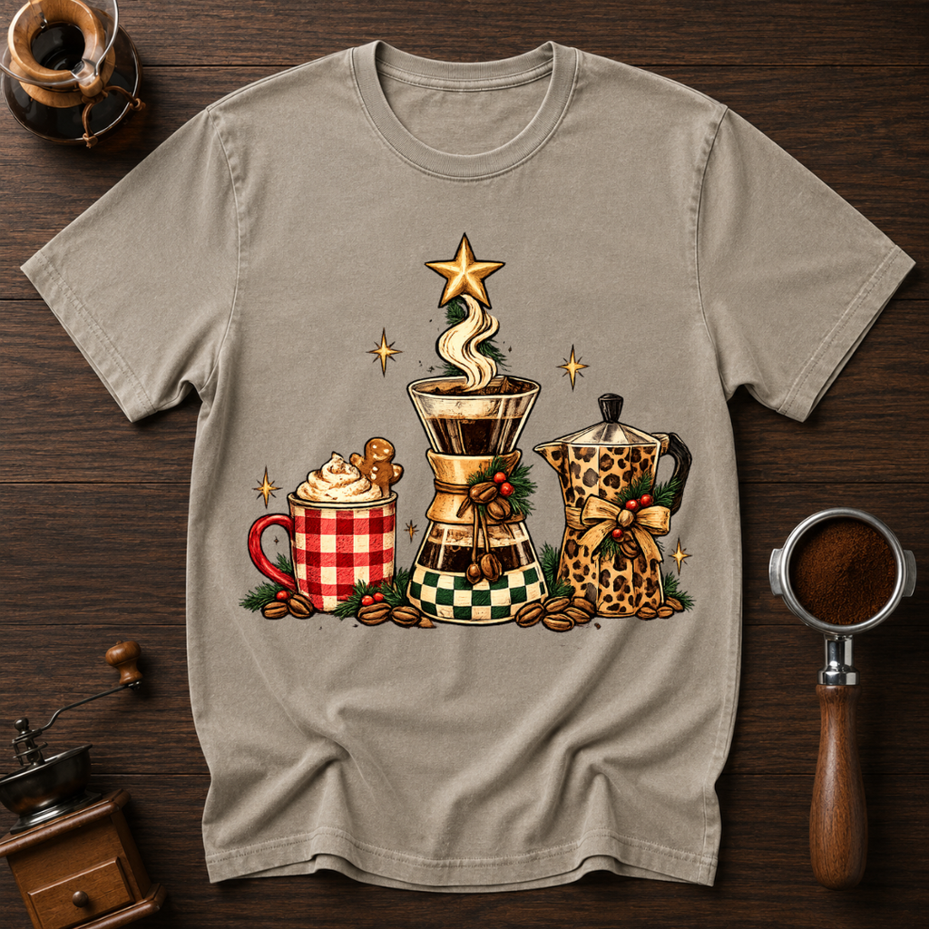 Christmas Coffee Mug Tree Dyed T-shirt