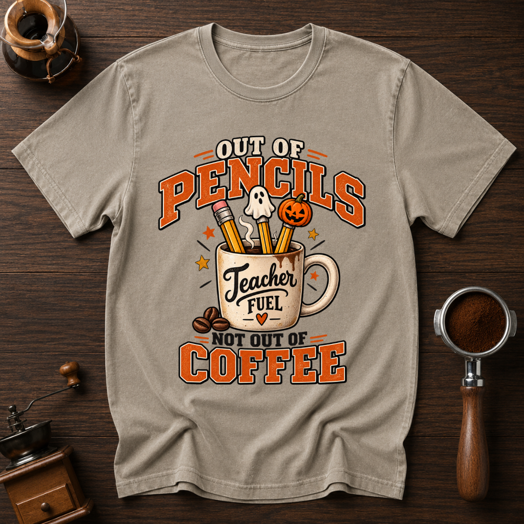 Out Of Pencils Not Out Of Coffee Dyed T-shirt