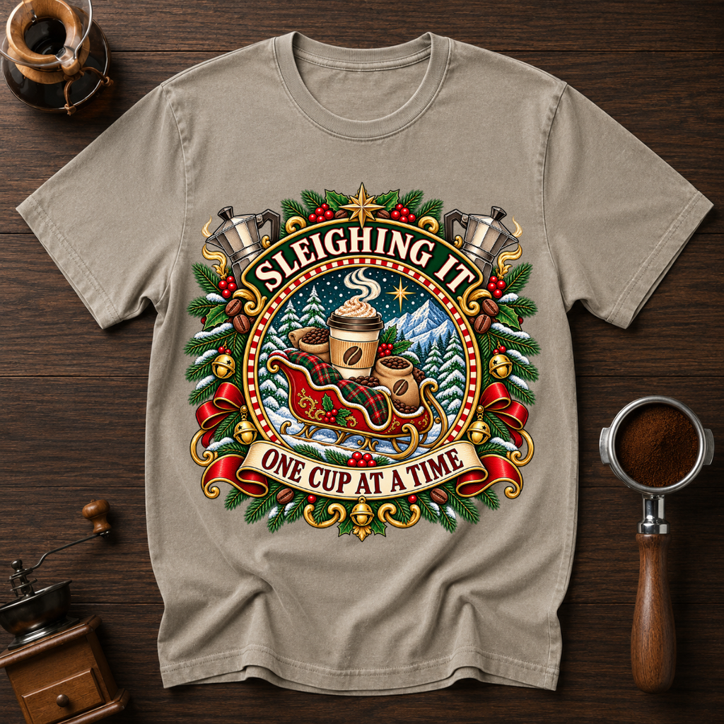 Sleighing It One Cup At A Time Dyed T-shirt