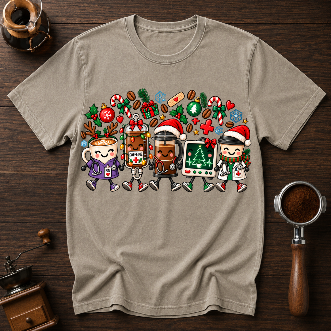 Coffee Care & Christmas Cheer Dyed T-shirt