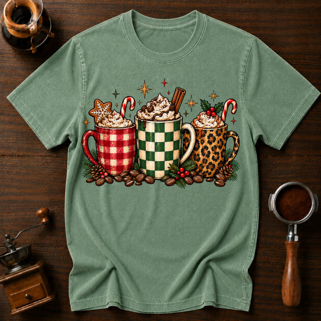 Christmas Mugs Delight Dyed T-shirt