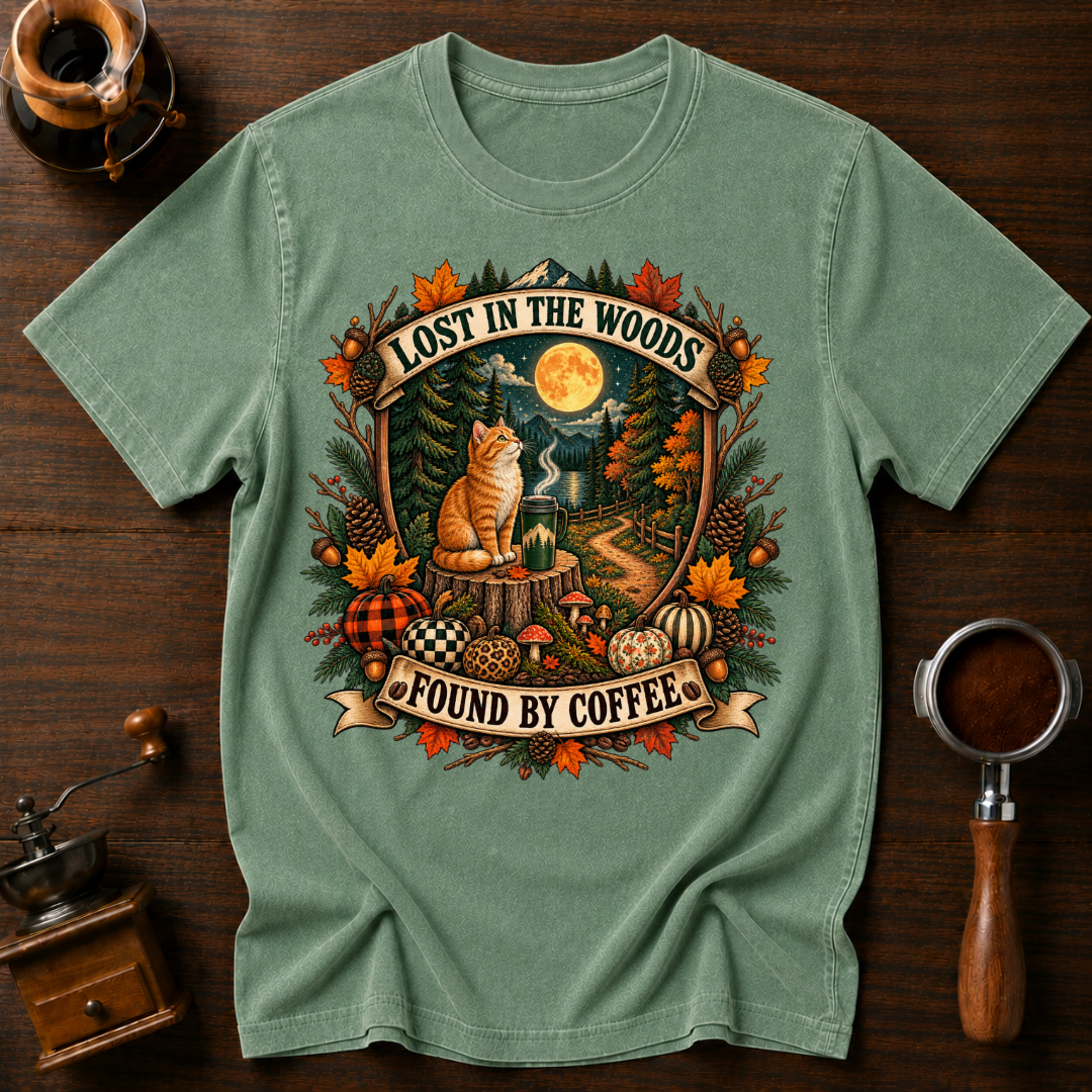 Lost In The Woods Found By Coffee Dyed T-shirt