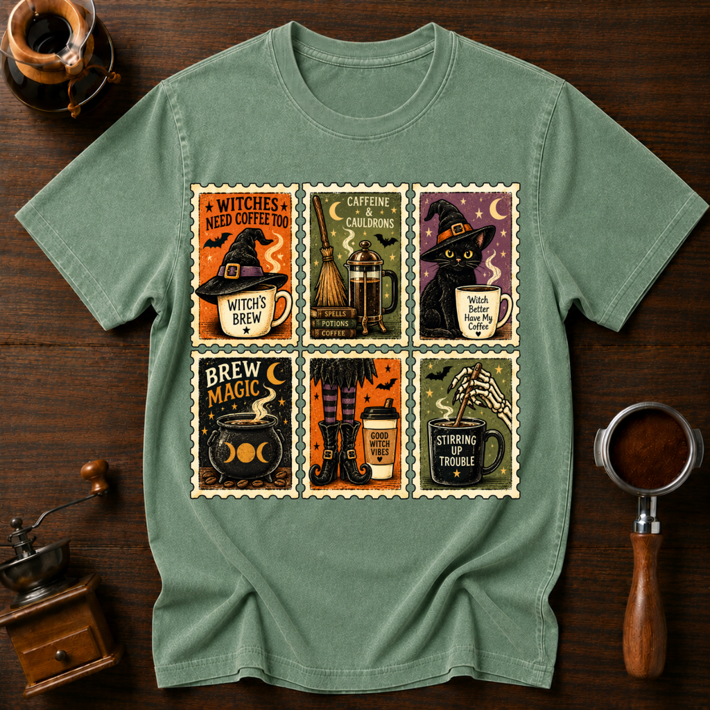 Witch's Need Coffee Too Dyed T-shirt