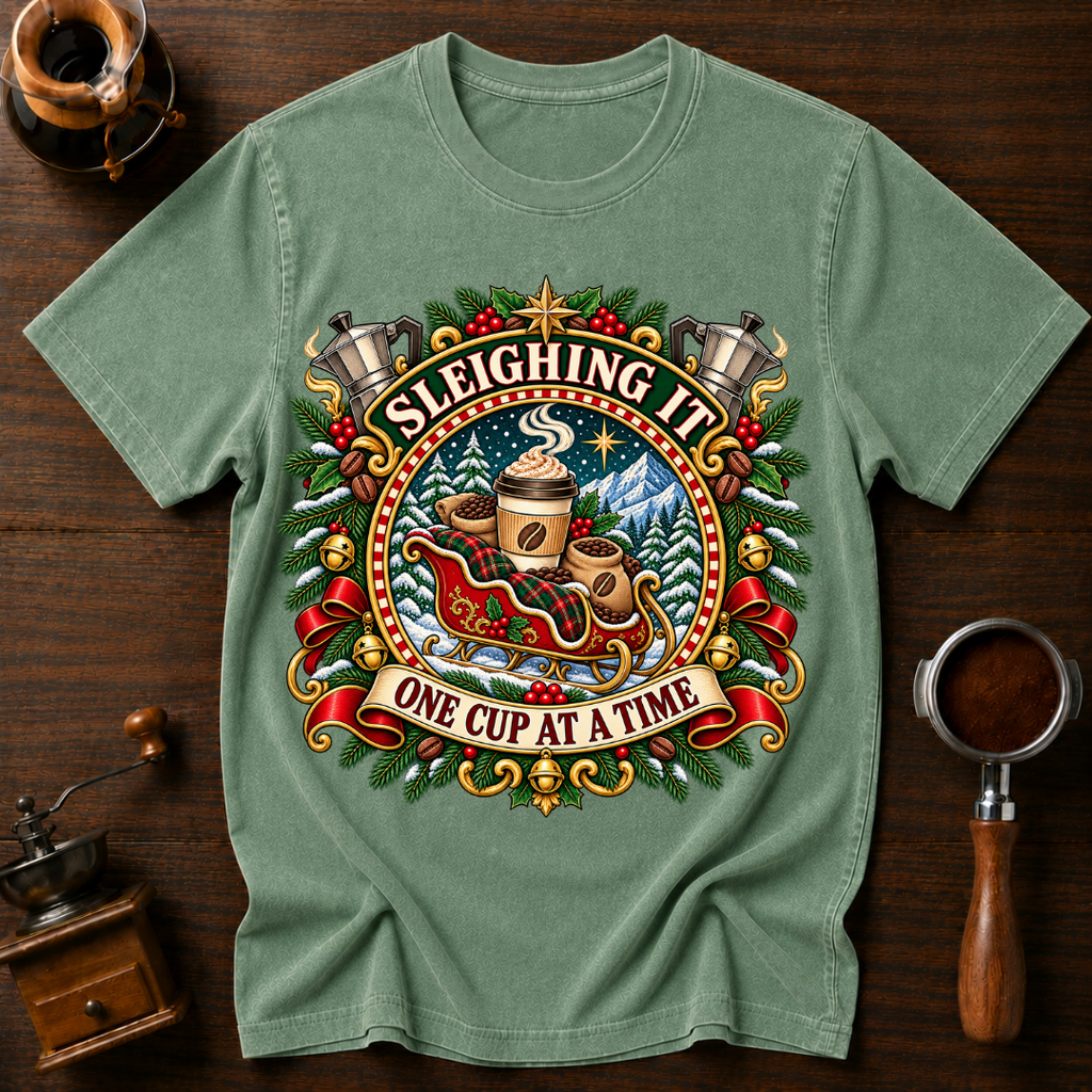 Sleighing It One Cup At A Time Dyed T-shirt