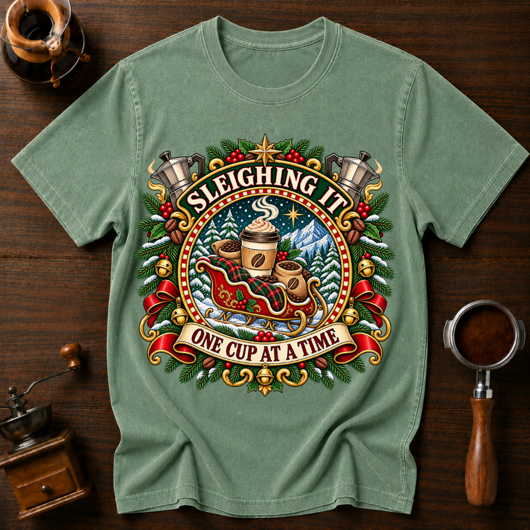 Sleighing It One Cup At A Time Dyed T-shirt