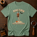 Bone Tired Cold Brew Required Shirt, Skeleton Hand Iced Coffee Tee, Funny Halloween Coffee Shirt, Tired Mom Gift, Garment Dyed T-Shirt