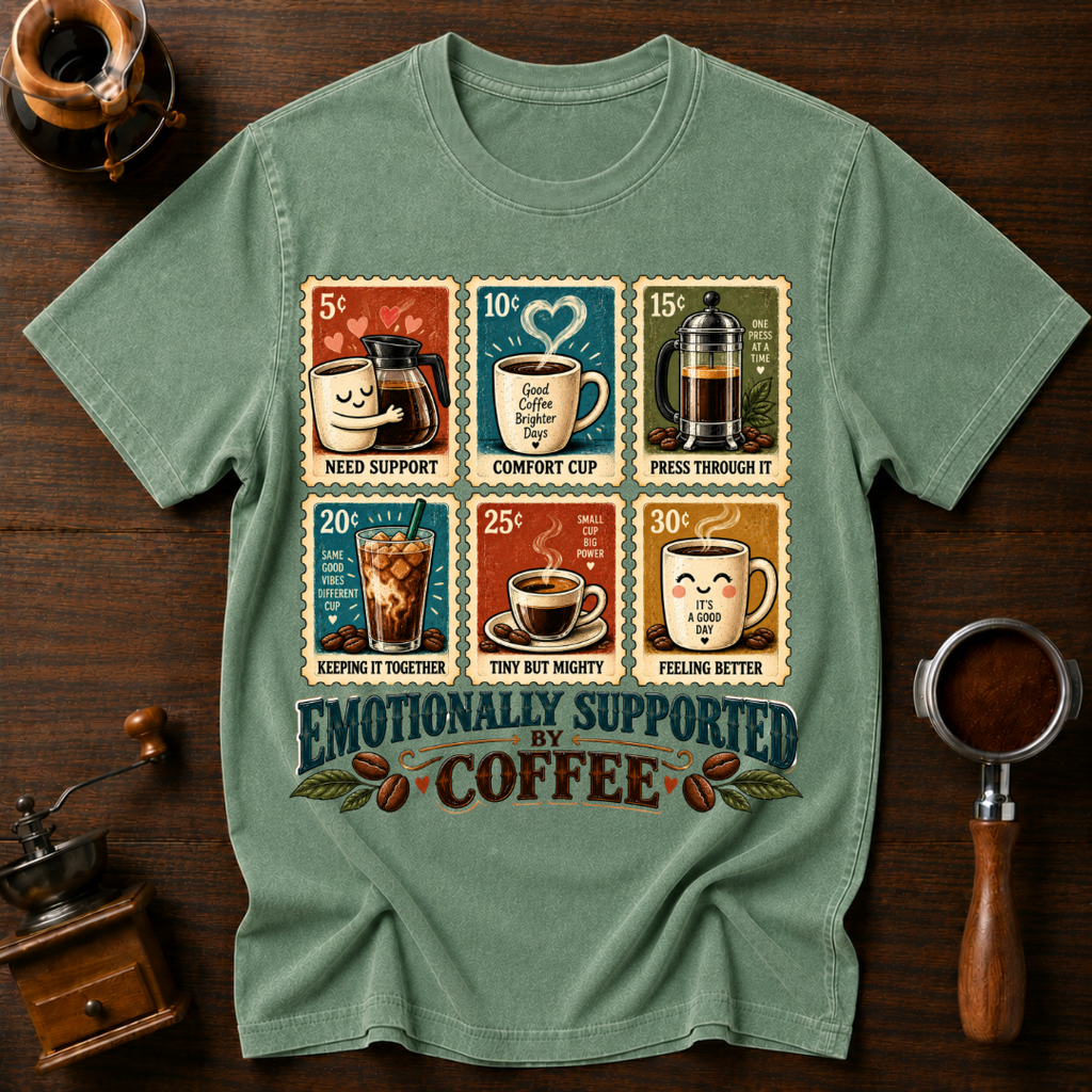 Emotionally Supported By Coffee Dyed T-shirt