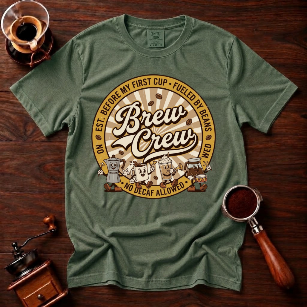 No Decaf Allowed Shirt, Funny Coffee Badge Tee, Vintage Coffee Emblem Shirt, Coffee Lover Gift, Barista Crew Shirt, Garment Dyed T-Shirt