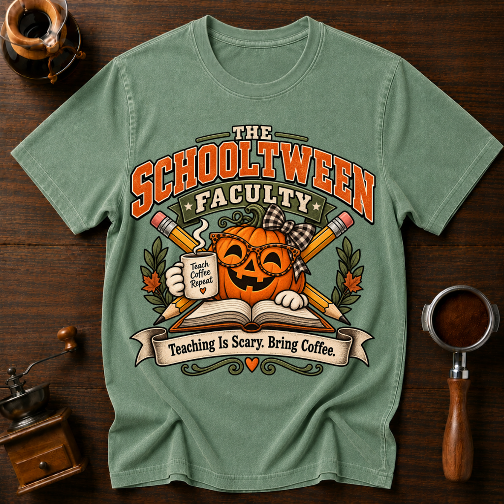 Teaching Is Scary Bring Coffee Dyed T-shirt