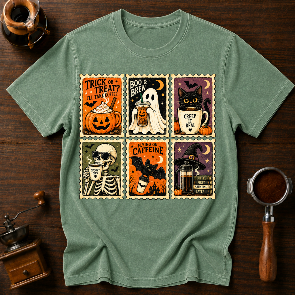 Trick Or Treat I'll Take Coffee Dyed T-shirt