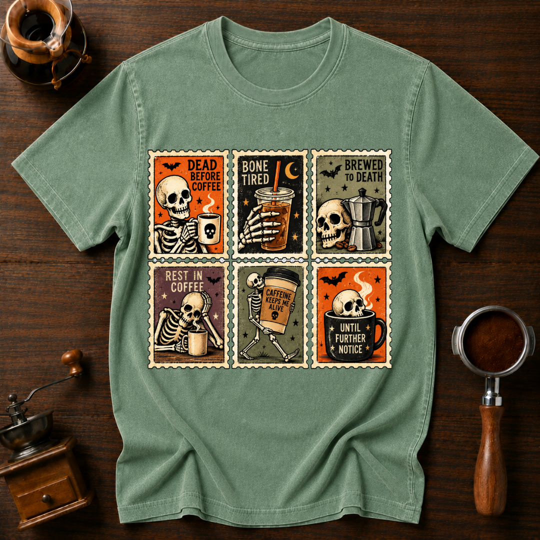 Dead Before Coffee Stamp Dyed T-shirt
