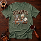 Bean There Brewed That Shirt, Funny Coffee Band Tee, Retro Cartoon Coffee Tour Shirt, Coffee Pun Gift, Vintage Garment Dyed T-Shirt