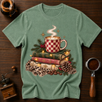 Christmas Coffee & Books Dyed T-shirt