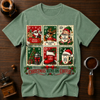 Christmas Runs On Coffee stamp Dyed T-shirt