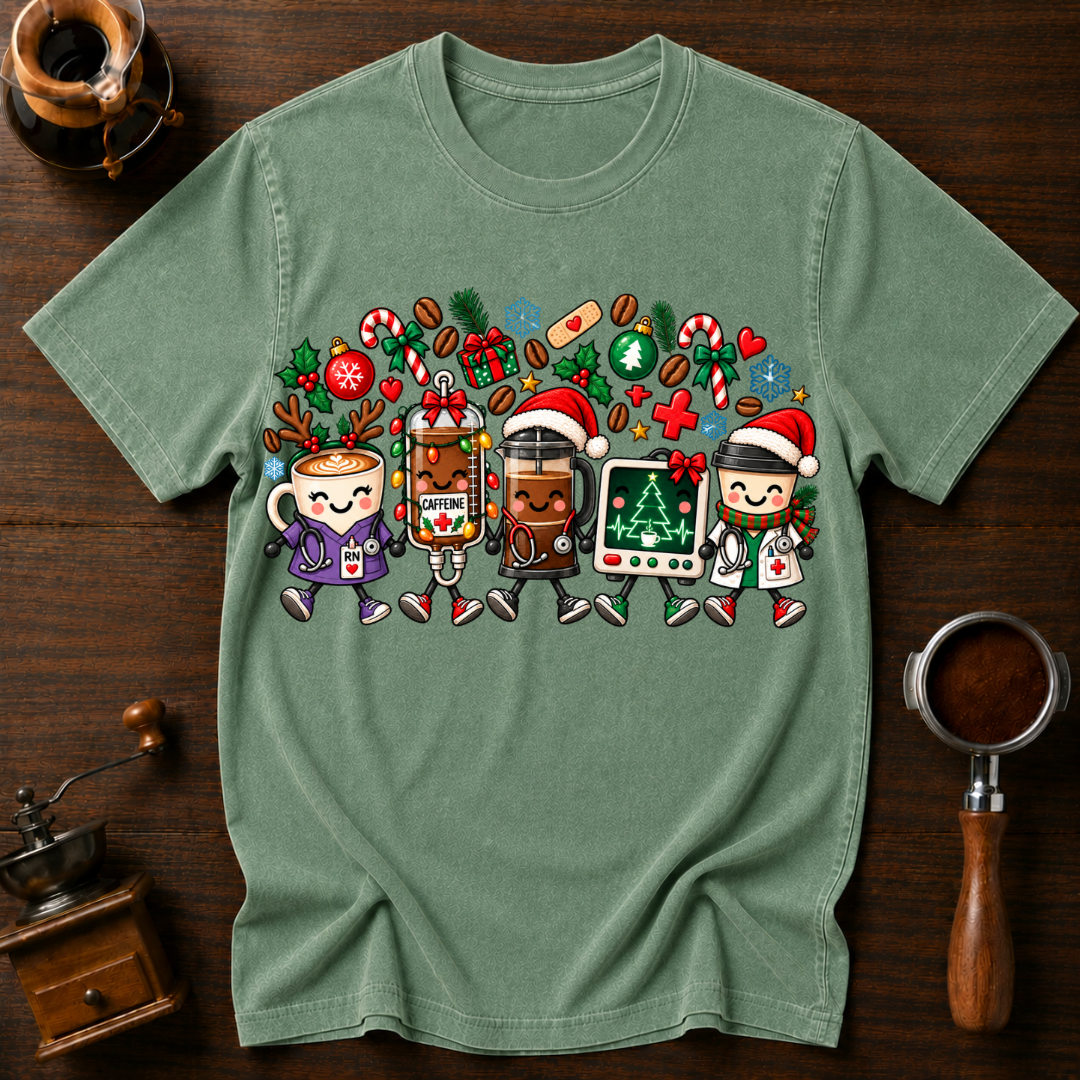 Coffee Care & Christmas Cheer Dyed T-shirt